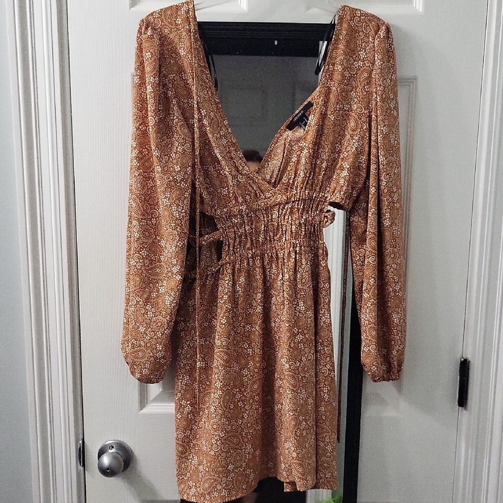 Forever 21 Gold Sequin Long Sleeve Sundress